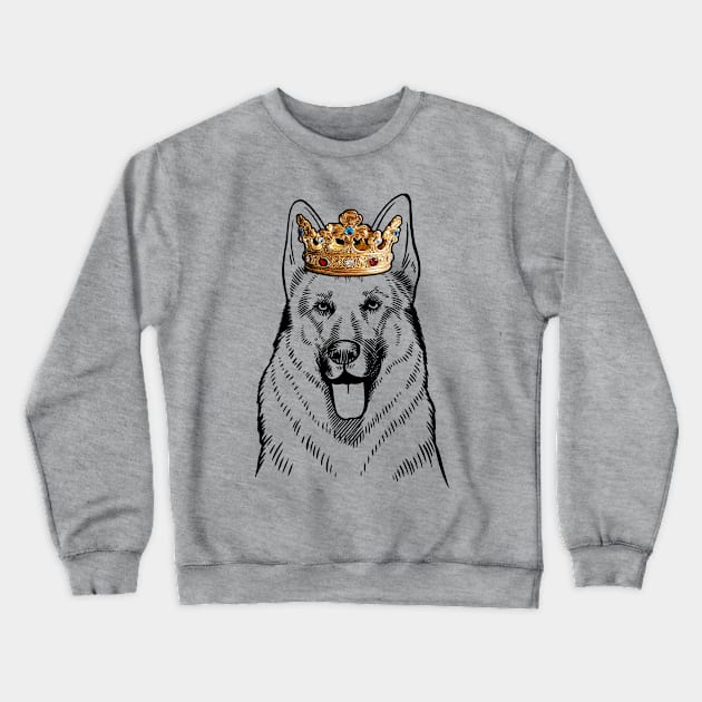 German Shepherd Dog King Queen Wearing Crown Crewneck Sweatshirt by millersye